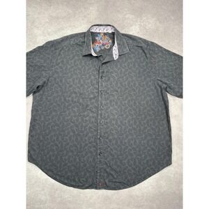 Robert Graham Shirt‎ Mens 2XL Gray Paisley Embroidered Button Up Designer Casual